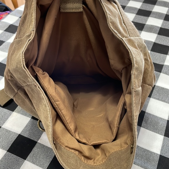 Sun Sand Cargoit Lennox Flap Fold Over Canvas Leather Backpack Buckle Rucksack - Picture 11 of 16